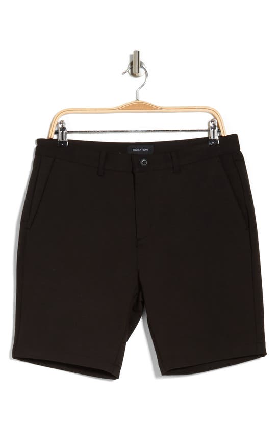 Shop Bugatchi Flat Front Bermuda Shorts In Black