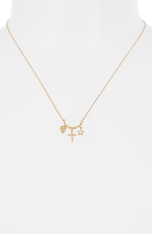 Argento Vivo Sterling Silver Heart, Cross & Star Charm Necklace In Gold