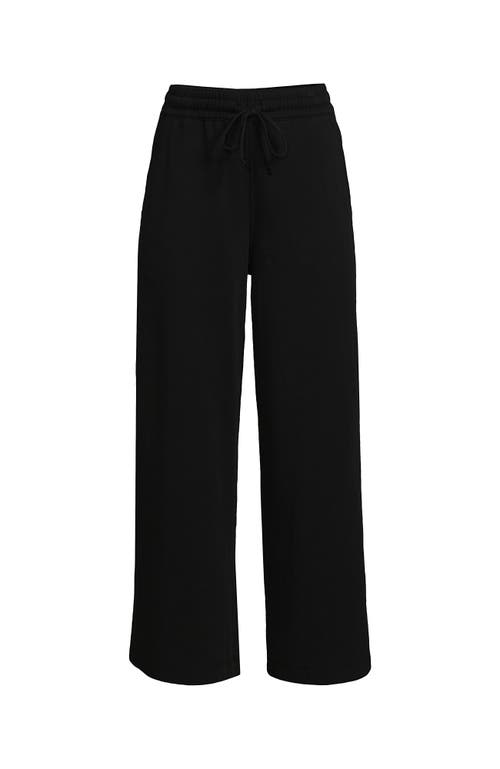 Lands' End Sport Knit Pull On Drawstring Wide Leg Crop Pants In Black