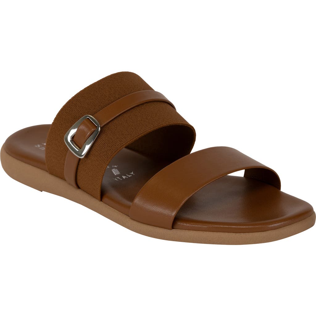 Italian Shoemakers Jelani Square Toe Slide Sandal In Tan