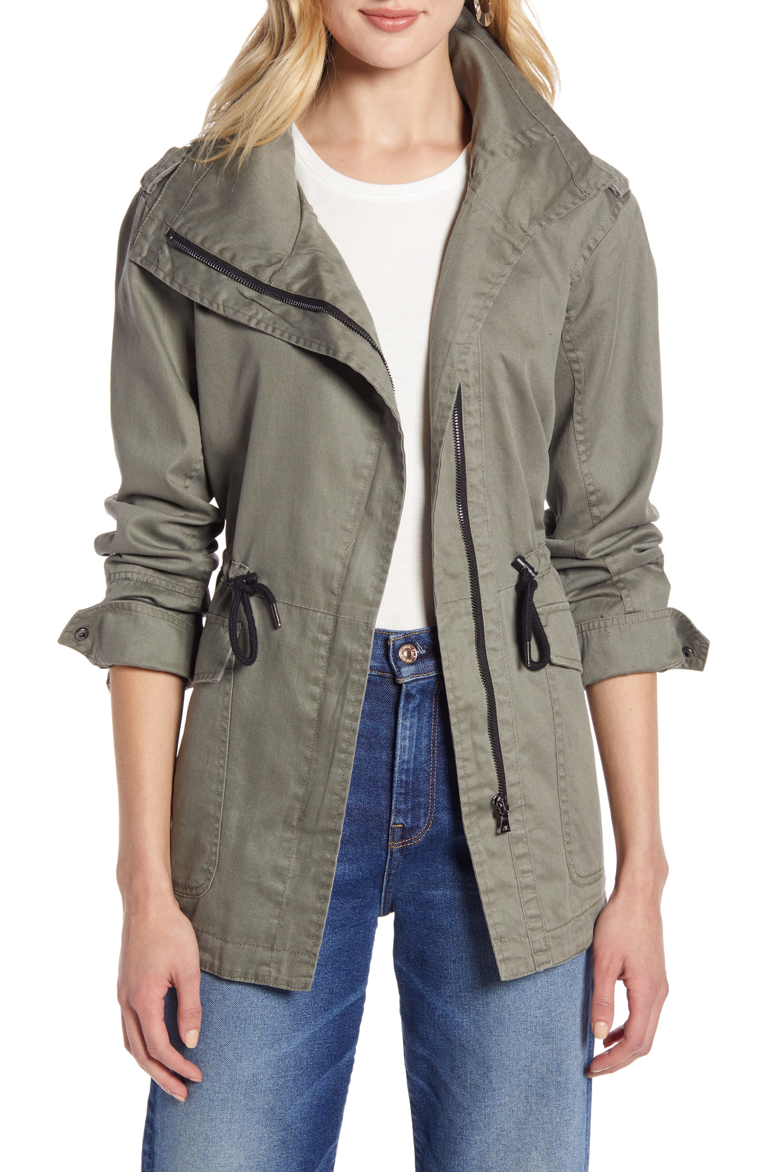 parka with drawstring waist