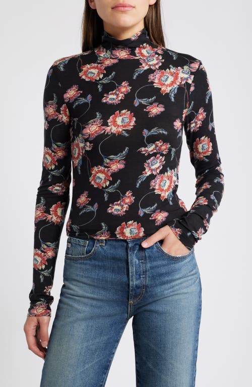 Shop Treasure & Bond Sheer Layering Turtleneck In Black Wander Floral