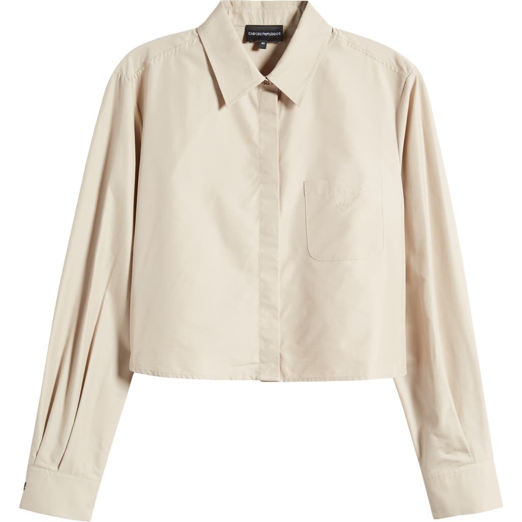 EMPORIO ARMANI EMPORIO ARMANI CROP POPLIN BUTTON-UP SHIRT