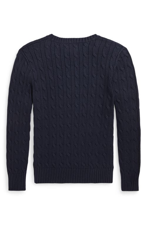 Shop Ralph Lauren Polo  Kids' Cable Knit Combed Cotton Sweater In Navy