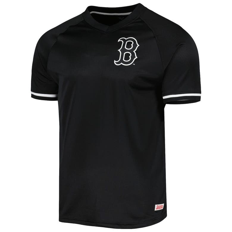 Stitches Boston Red Sox Black Raglan V-neck Jersey