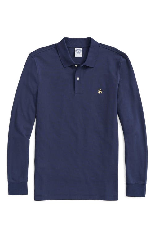 Brooks Brothers Slim Fit Long Sleeve Stretch Cotton Piqué Polo Navy at Nordstrom,