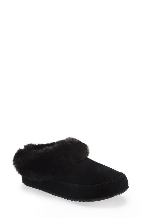 SOREL Go Coffee Run Faux Fur Slipper in Black Sea Salt at Nordstrom, Size 9