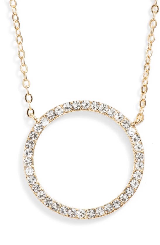 Shop Nordstrom Pavé Open Circle Pendant Necklace In Clear- Gold