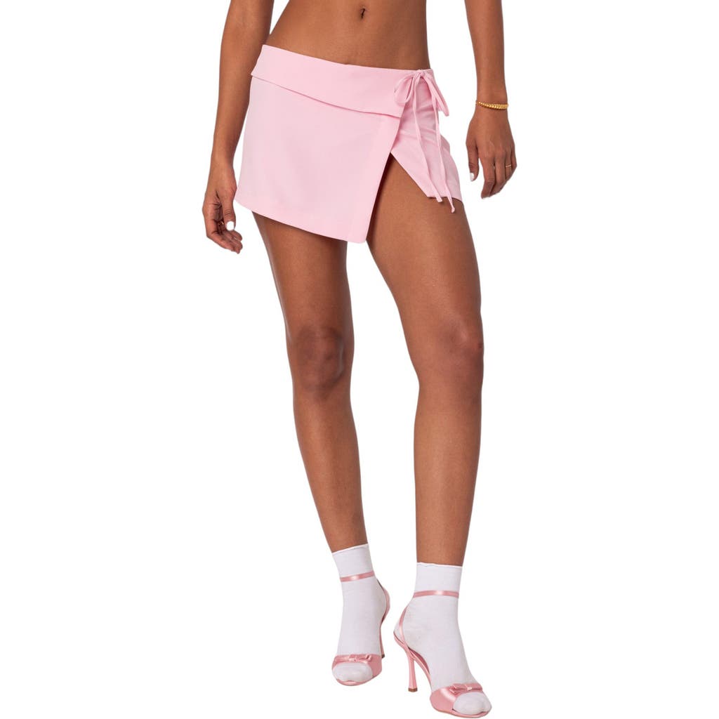 Edikted Selena Asymmetric Wrap Miniskirt In Pink