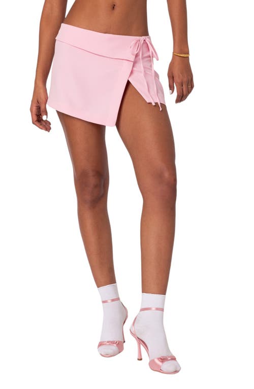 EDIKTED Selena Asymmetric Wrap Miniskirt Pink at Nordstrom,