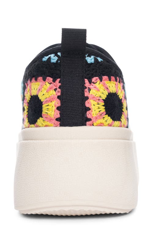 Dirty Laundry Rambling Crochet Platform Sneaker In Black Multi