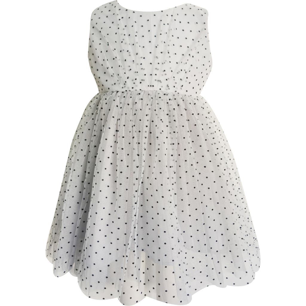 Popatu Kids' Polka Dot Tulle Party Dress In White/black
