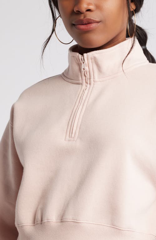 Shop Bp. Quarter Zip Fleece Detail Sweatshirt In Pink Sepia