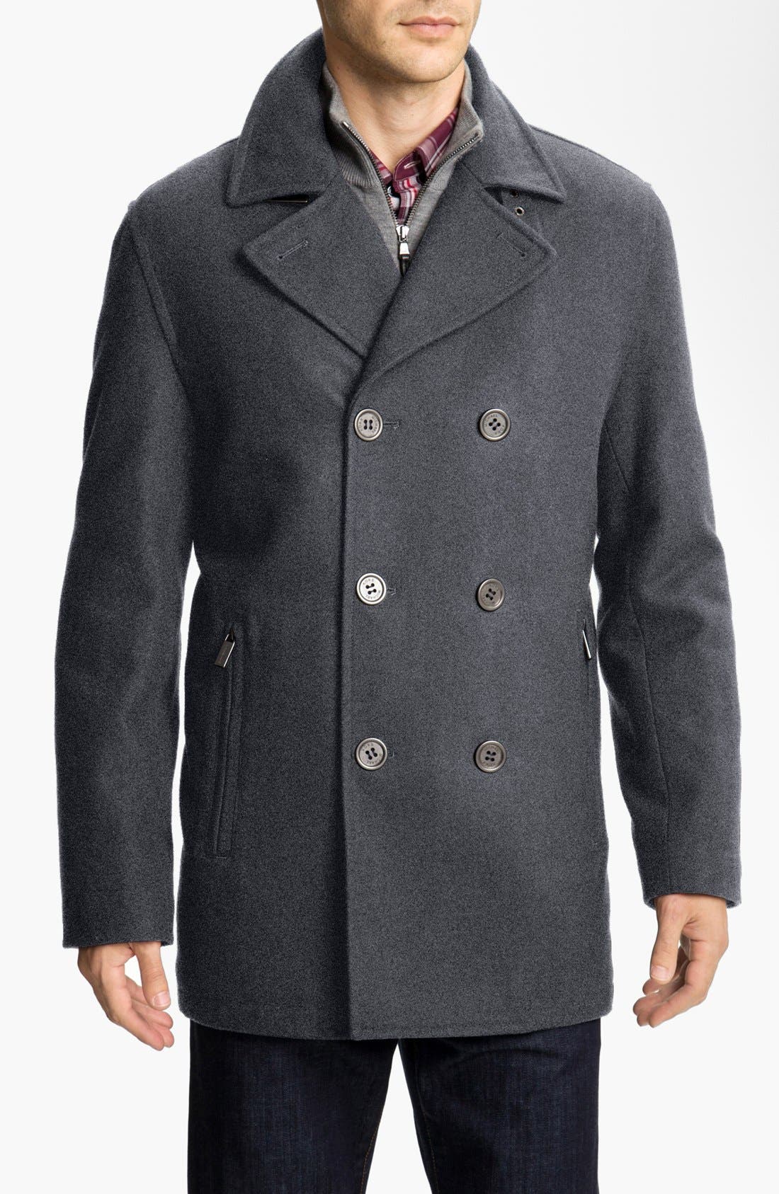 michael kors wool blend double breasted peacoat