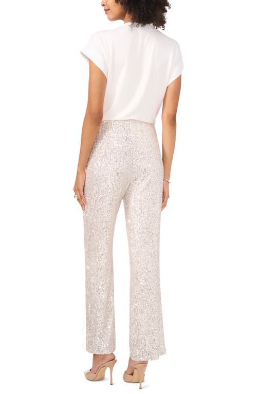 Shop Vince Camuto Sequin Flare Leg Pants In Silver