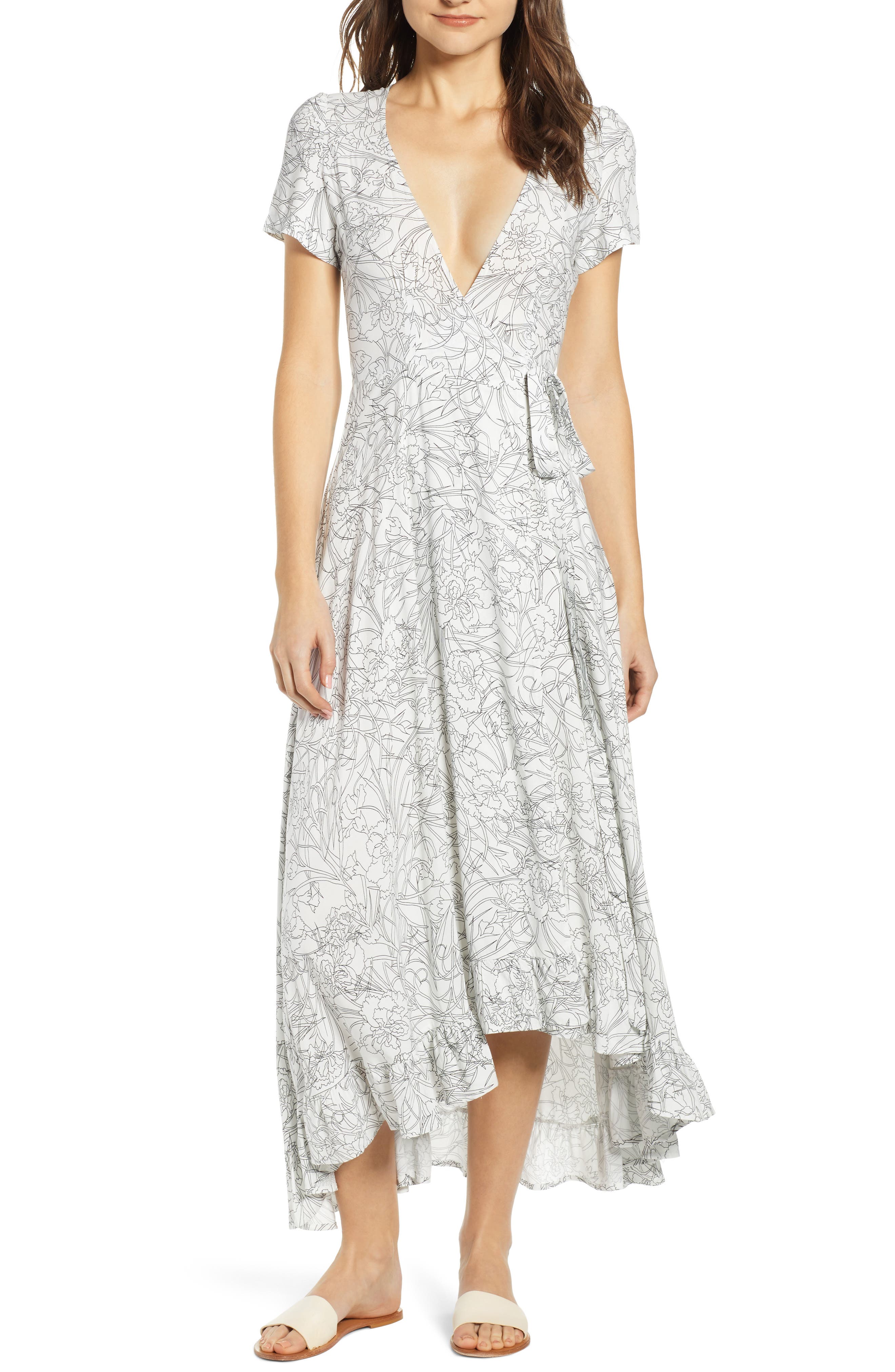 Lira Clothing Daniella Floral Print Wrap Dress, Ivory