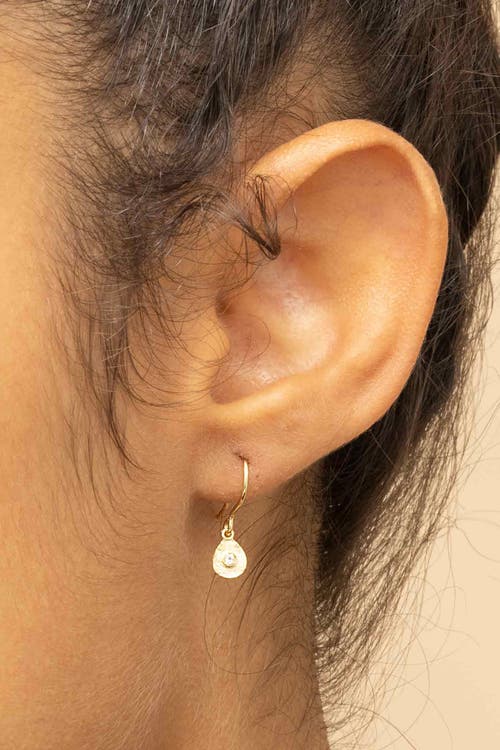 Oradina Women's 14k Yellow Gold White Topaz You're A Gem Drop Earrings In Yellow Gold