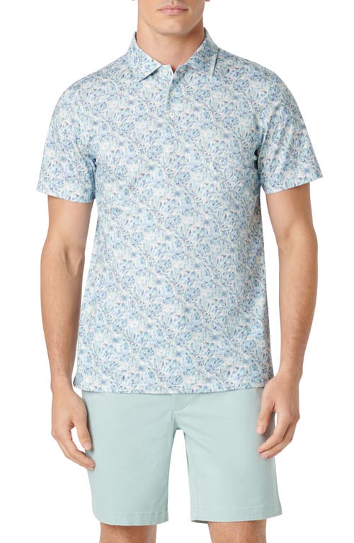 Bugatchi Victor OoohCotton Leaf Print Polo Mint at Nordstrom,