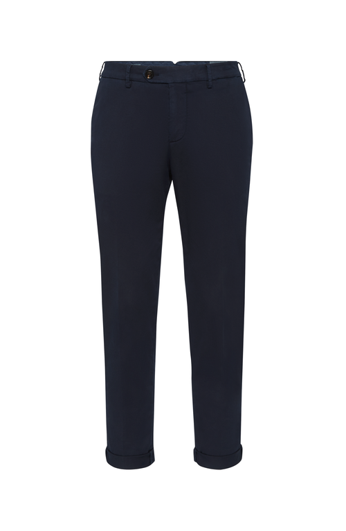 Shop Brunello Cucinelli Gabardine Garment Dyed Trousers In Navy Blue