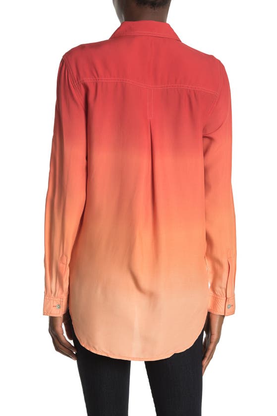 Shop Beachlunchlounge Chalanna Dip Dye Long Sleeve Shirt In Coral Ombre