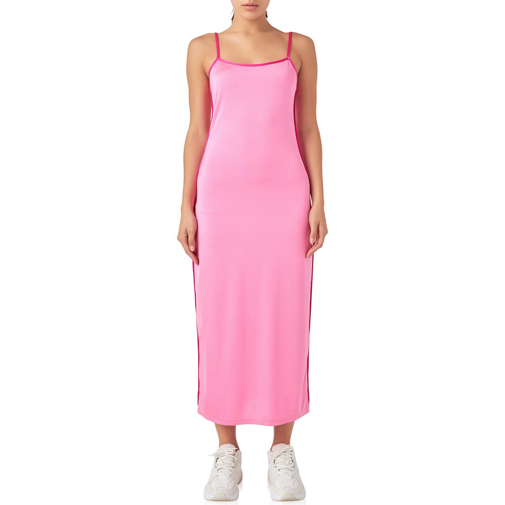Endless Rose Contrast Binding Tank Dress In Pink/fuchsia