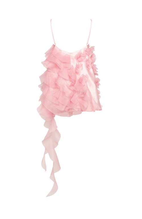 Shop Milla Romantic Ruffled Pink Mini Dress With Rose Appliques