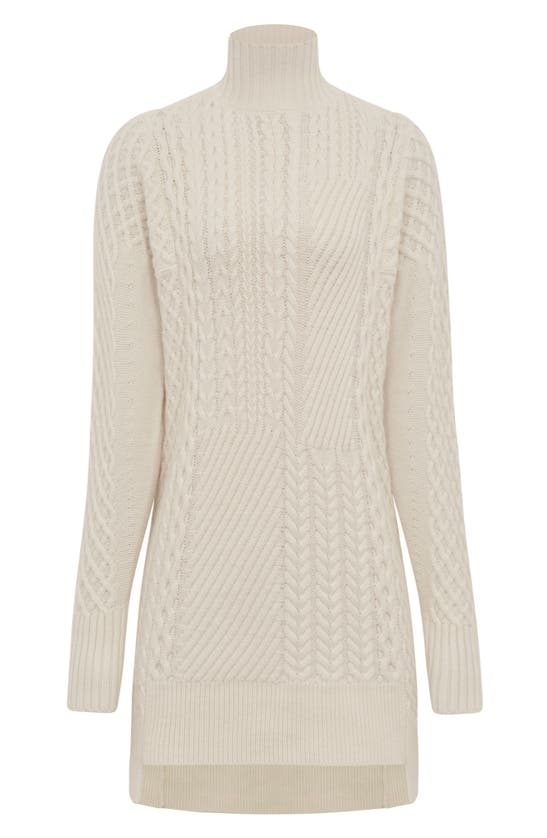 Reiss Martha Cable Stitch Wool Blend Mock Neck Sweater In Cream