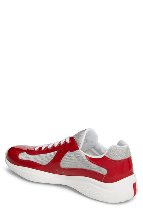 Shop Prada America's Cup Sneaker In Rosso/argento