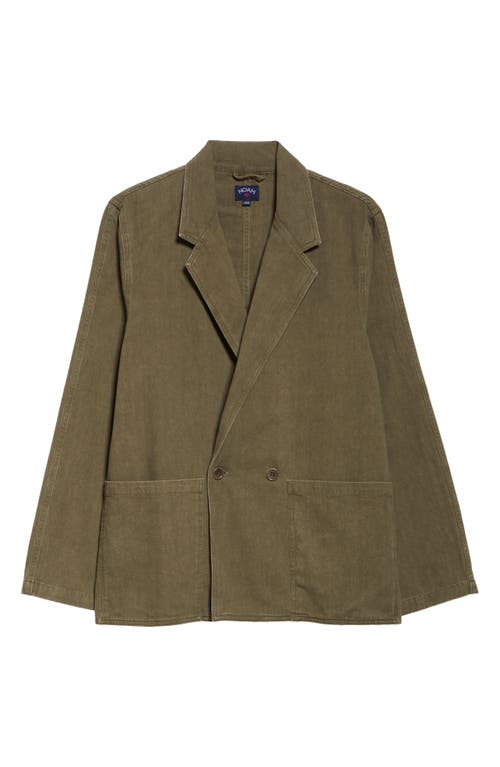 Shop Noah Double Breasted Cotton Twill Sport Coat In Dark Olive