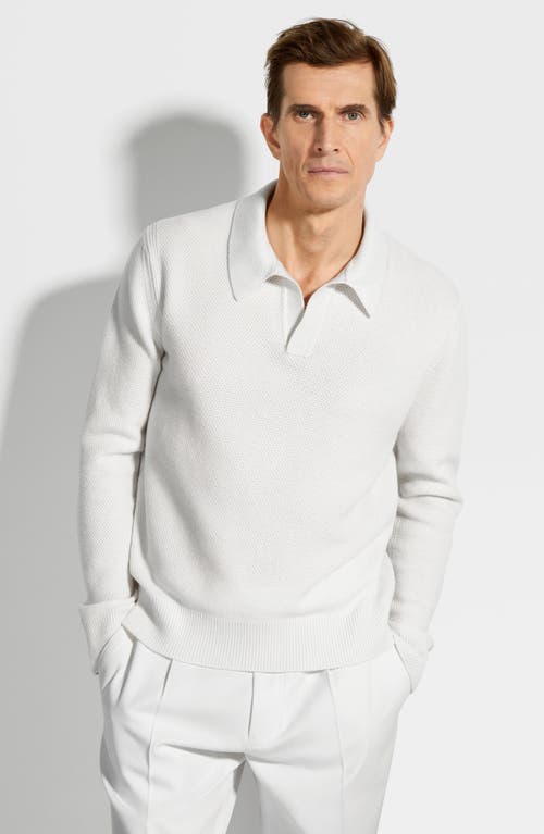 Shop Zegna Oasi Cashmere Polo Sweater In  Bianco