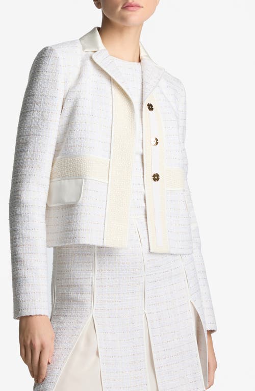 Sequin Tweed Crop Jacket in Ivory Multi