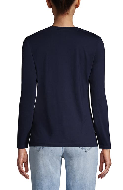 Shop Lands' End Relaxed Supima Cotton Long Sleeve V-neck T-shirt In Radiant Navy