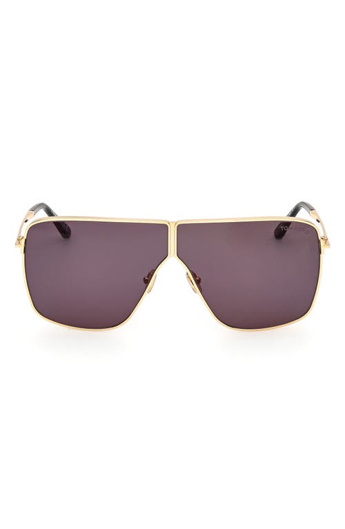 Shop Tom Ford Huxley 68mm Oversize Navigator Sunglasses In Shiny Deep Gold/smoke