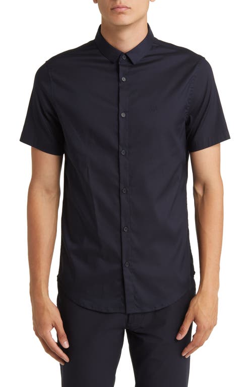 Ultra Stretch Short Sleeve Button-Up Shirt in Navy