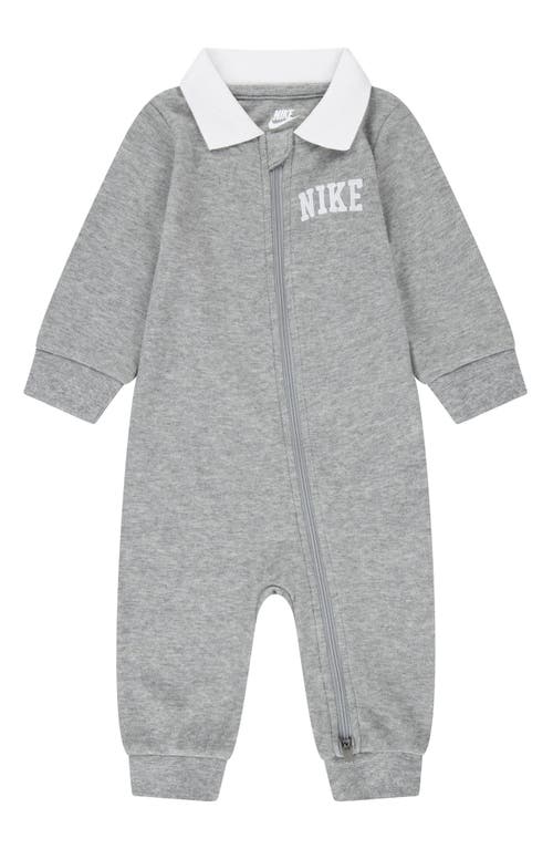 Shop Nike Sportswear Polo Cotton Romper In Dark Grey Heather