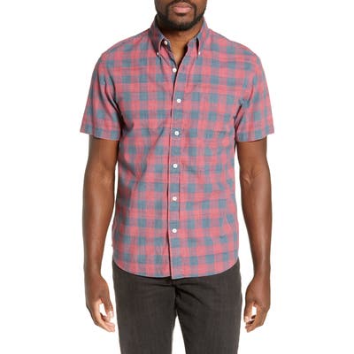 Faherty Rose Regular Fit Buffalo Check Organic Cotton Shirt, Pink