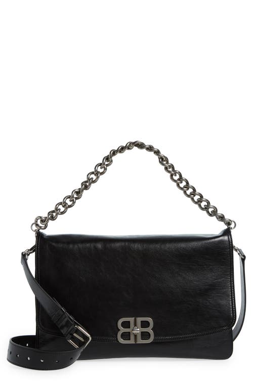 Balenciaga BB Soft Flap Leather Crossbody Bag in Black at Nordstrom