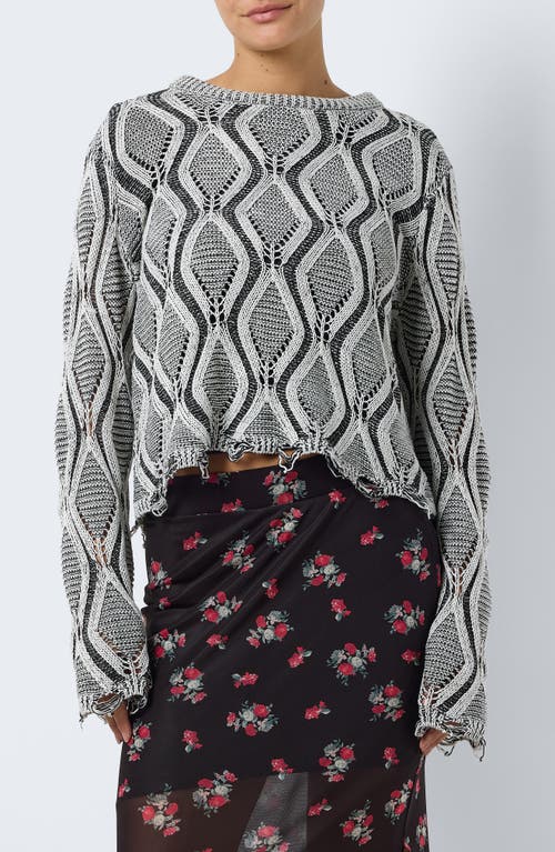 Shop Noisy May Logan Plaited Open Stitch Sweater In Eggnog Detail Black