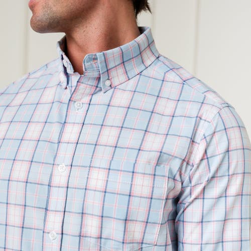 Hope & Henry Organic Stretch Poplin Shirt In English Blue Plaid