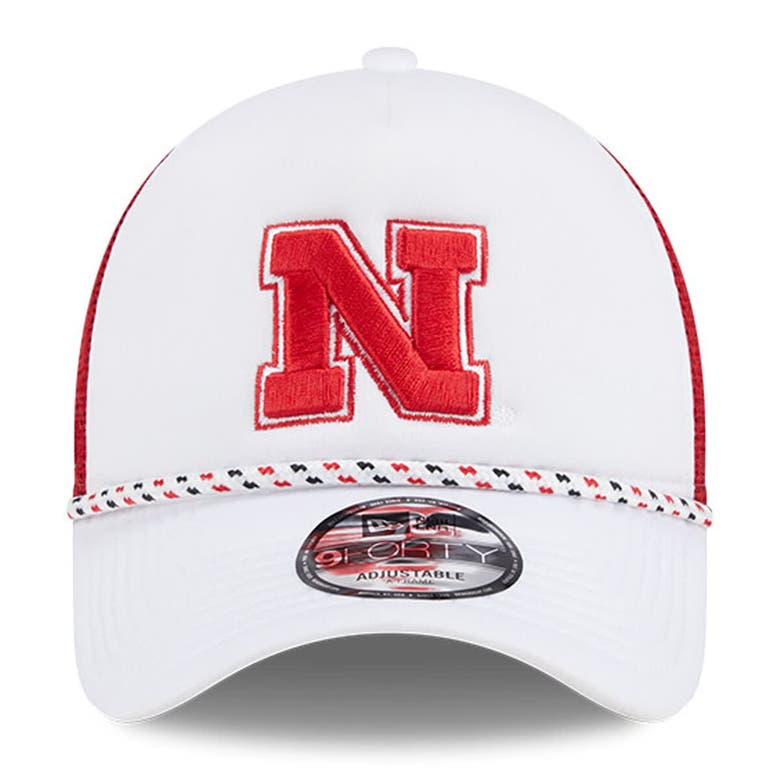 Shop New Era White/scarlet Nebraska Huskers Court Sport Foam A-frame 9forty Adjustable Trucker Hat