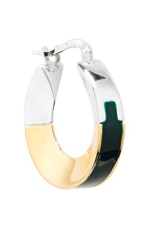 Shop Bottega Veneta Mini Two-tone Hoop Earrings In 3350 Dark Green