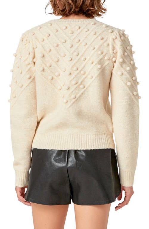 Shop English Factory Pompom Accent Crewneck Sweater In Ivory