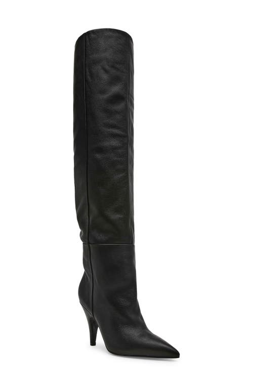 Shop Steve Madden Bellamie Pointed Toe Over The Knee Boot In Black Leather