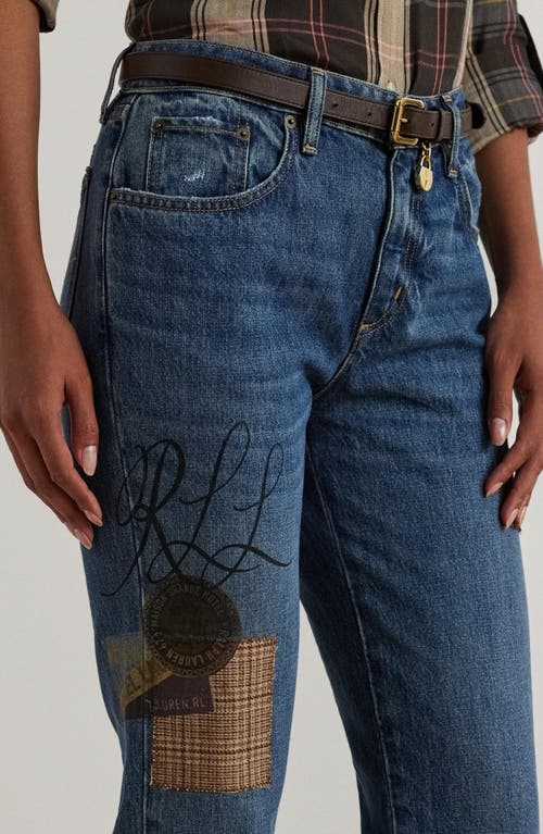 Shop Lauren Ralph Lauren Patch Ankle Tapered Boyfriend Jeans In Harvest Wash