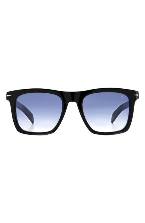 51mm Gradient Rectangular Sunglasses in Black Silver