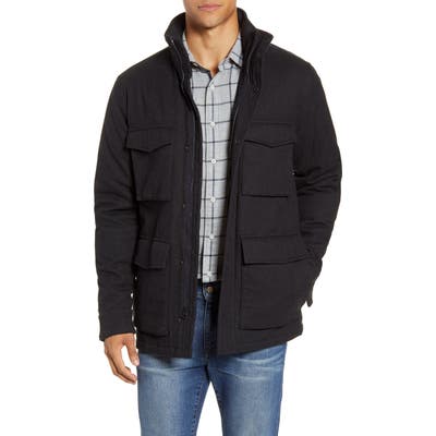 Faherty Moleskin Military Coat, Black