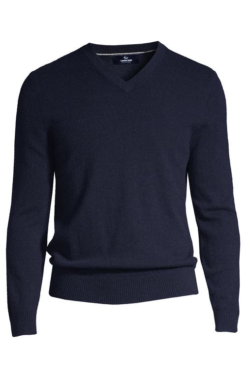 Shop Lands' End Fine Gauge Cashmere V-neck Sweater In Radiant Navy