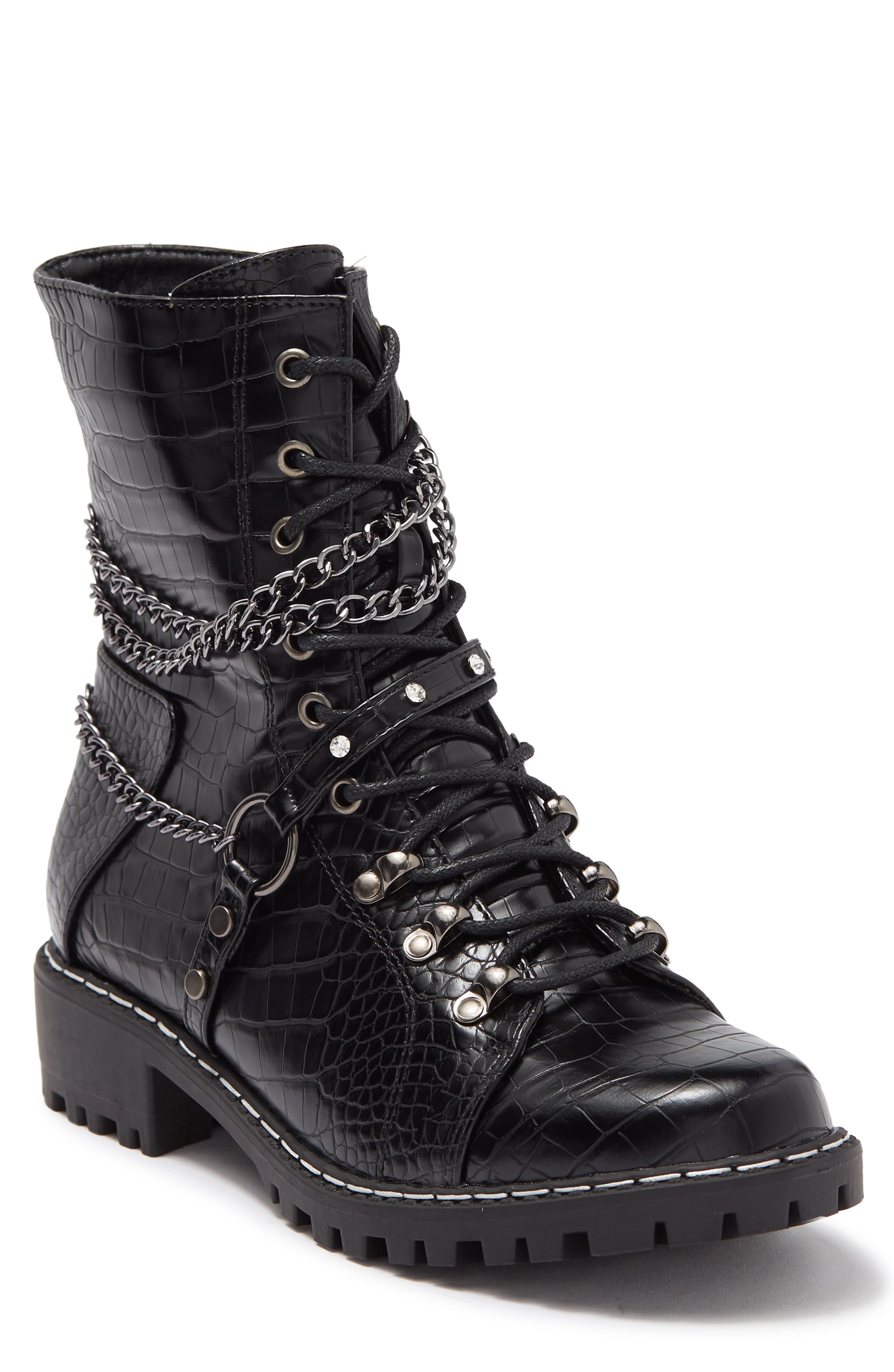 combat boots with chains