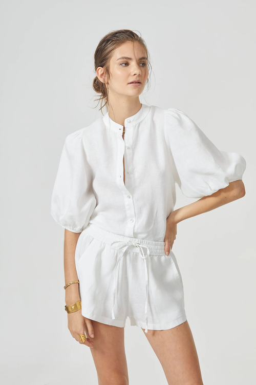 Lanhtropy Bubble Linen Shirt In White