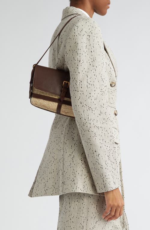 Shop Altuzarra Watermill Flap Leather & Woven Palm Shoulder Bag In Natural/praline